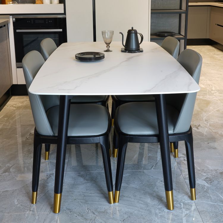 Mesa de comedor rectangular de mediados de siglo Mesa fija de piedra sinterizada para restaurante