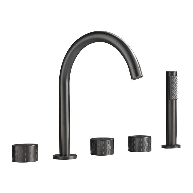 Traditional Deck Mounted Metal Tub Filler Three Handles Faucet