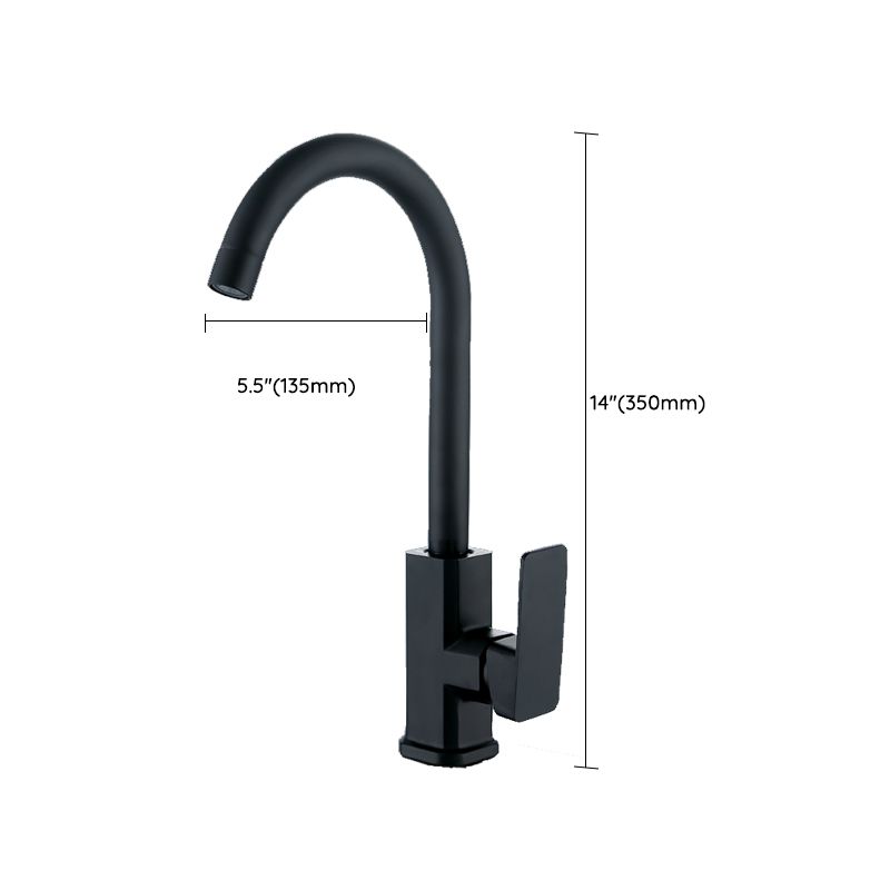 Modern Style Kitchen Faucet Stainless Steel Gooseneck Kitchen Faucet in Black