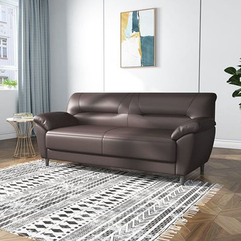 Sofá de brazo de almohada moderno de 3 asientos de cuero 70.87 "/55.12" W almohada de almohada cosida