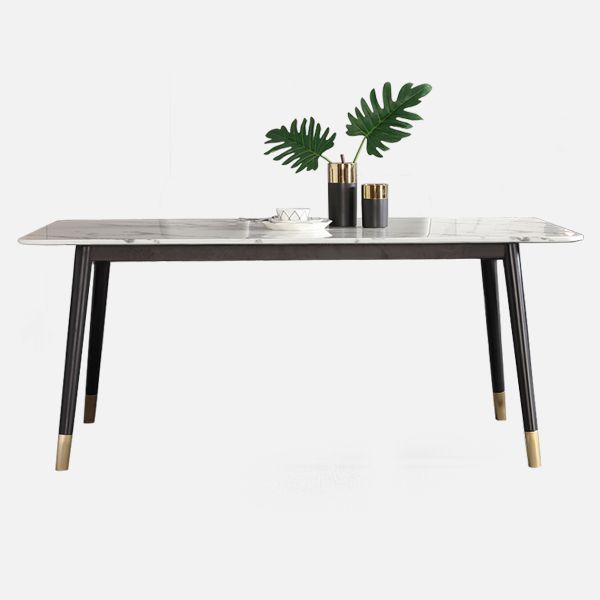 Mesa de comedor de lujo de mármol, mesa rectangular con base de 4 patas para el hogar