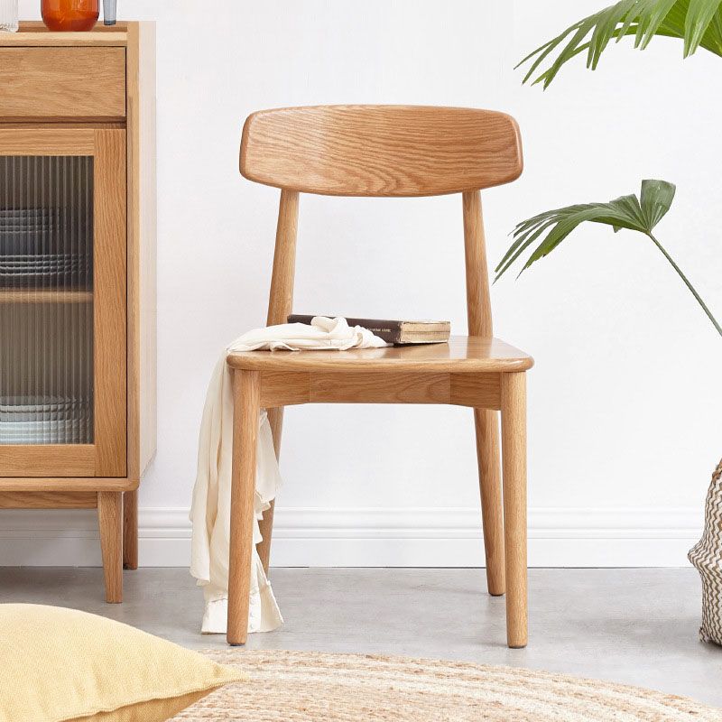 Silla lateral de comedor con respaldo abierto de diseño contemporáneo, sillas sin brazos con patas de madera