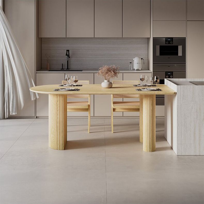 Free Form Dining Table Pine Solid Wood Dining Table in Walnut and Natural