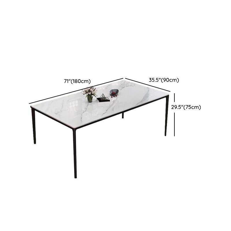 Industrial Sintered Stone Kitchen Table Rectangle Fixed Dining Room Desk