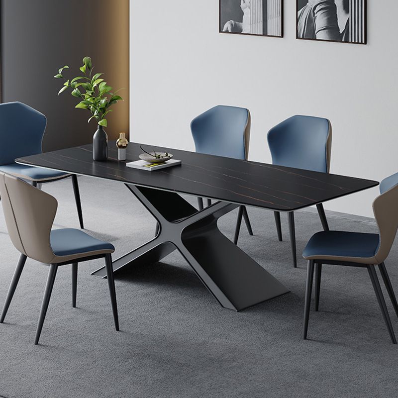 Stone Top Table Traditional Luxury Rectangle Dining Table with Pedestal Base