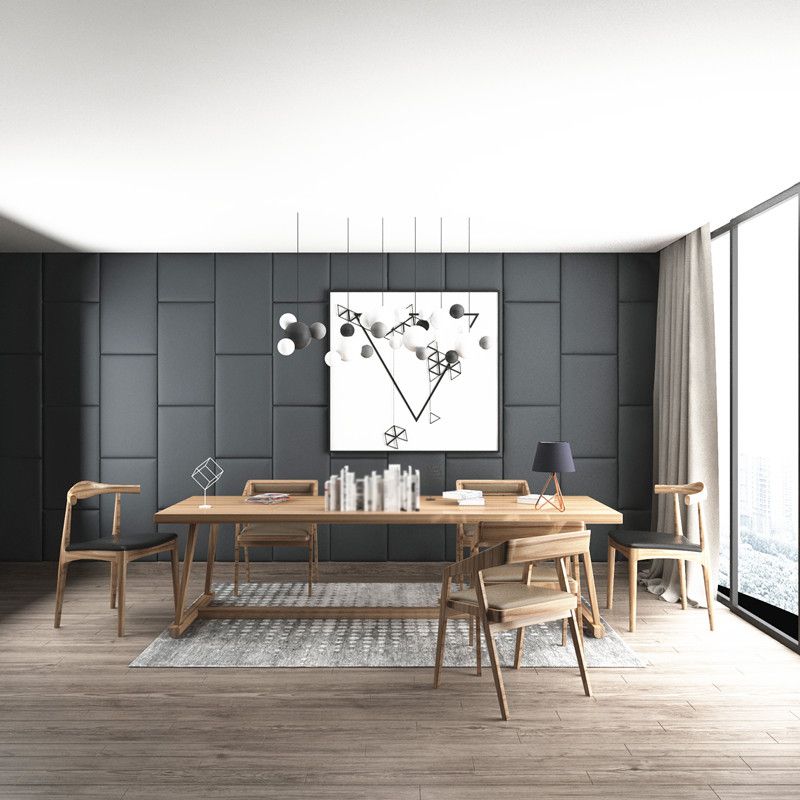 Modern Solid Wood Table for Restaurant Rectangle Dining Table with Trestle Base