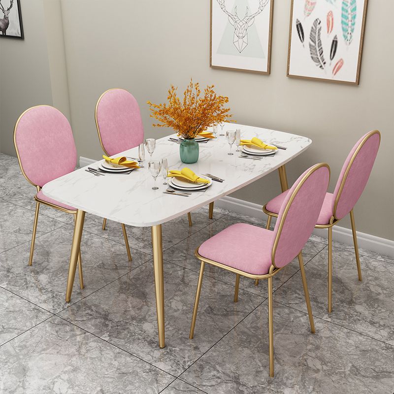 Scandinavian Sintered Stone Dining Table Sets with 4 Legs Base Dining Furniture for Home Use