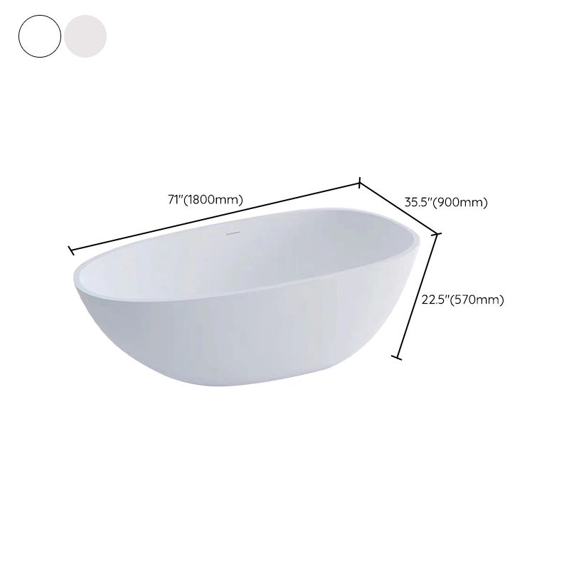 Modern Stone Oval Bath Freestanding Soaking Bathtub in White