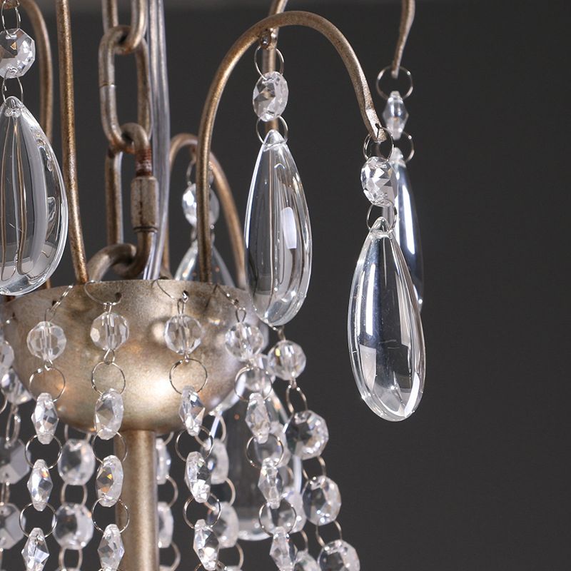 Lámpara de araña de conde de cristal transparente modernista 6 cabezas lámpara colgante en acabado dorado para dormitorio
