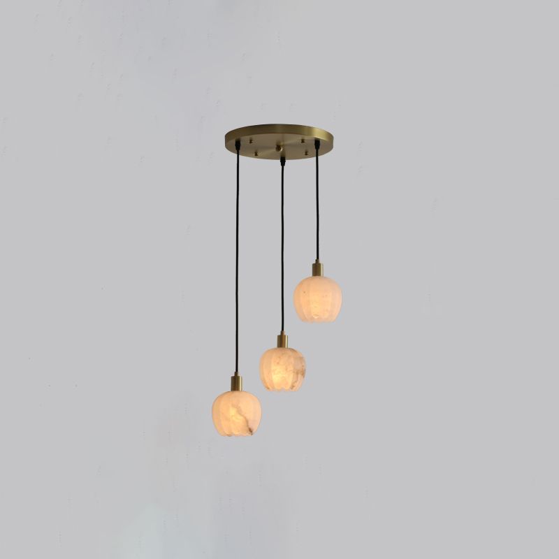 Minimaliste de style tambour grappe pendentif lumineuse, plafonnier multi-pendentif en marbre