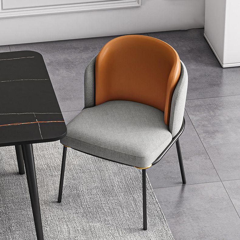 Contemporary Metal Dining Chairs Upholstered Armless Dining Chairs for Home Use