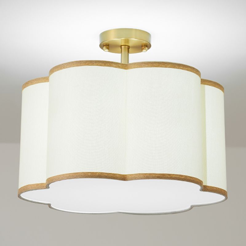 American Style Ceiling Light Geometry Shape Ceiling Lamp with Fabric Shade for Living Room