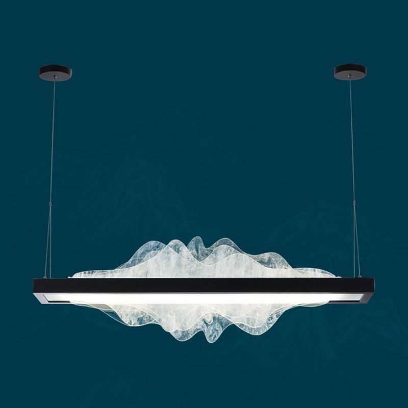 Modern Metal Pendant Lighting Rectangle 1-Light Island Lights