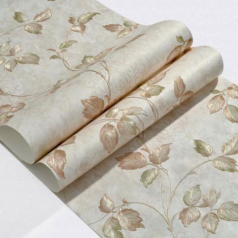 Countryside Embossed Leaves Wall Art in Natural Color Bedroom Decorative Wallpaper Roll, 33' x 20.5"