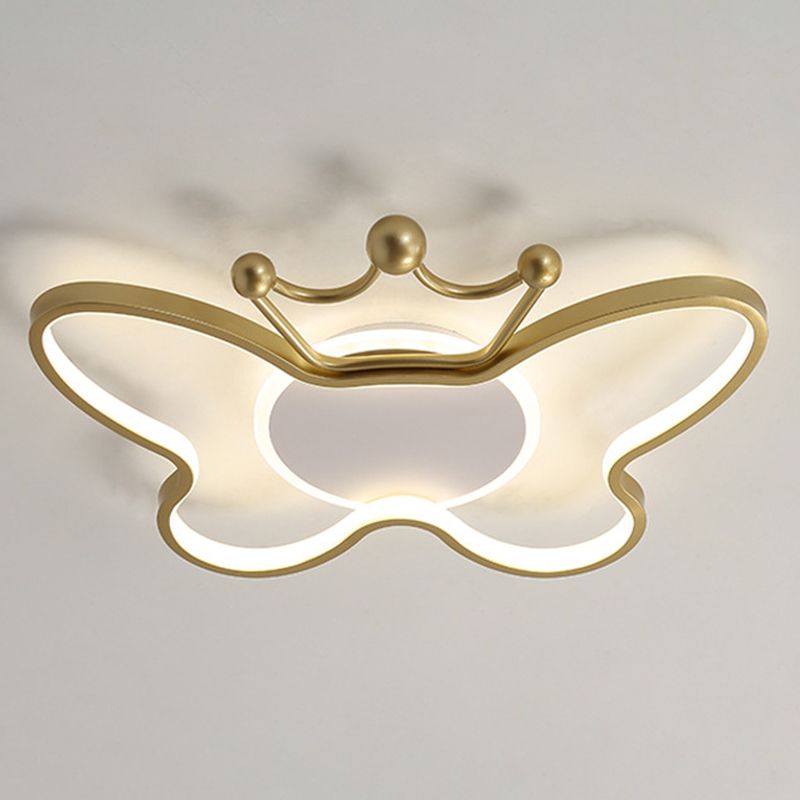 Butterfly Semi Flush Plafond Lilaires dessin animé Plafond en aluminium Chandelier pour enfants pour les enfants