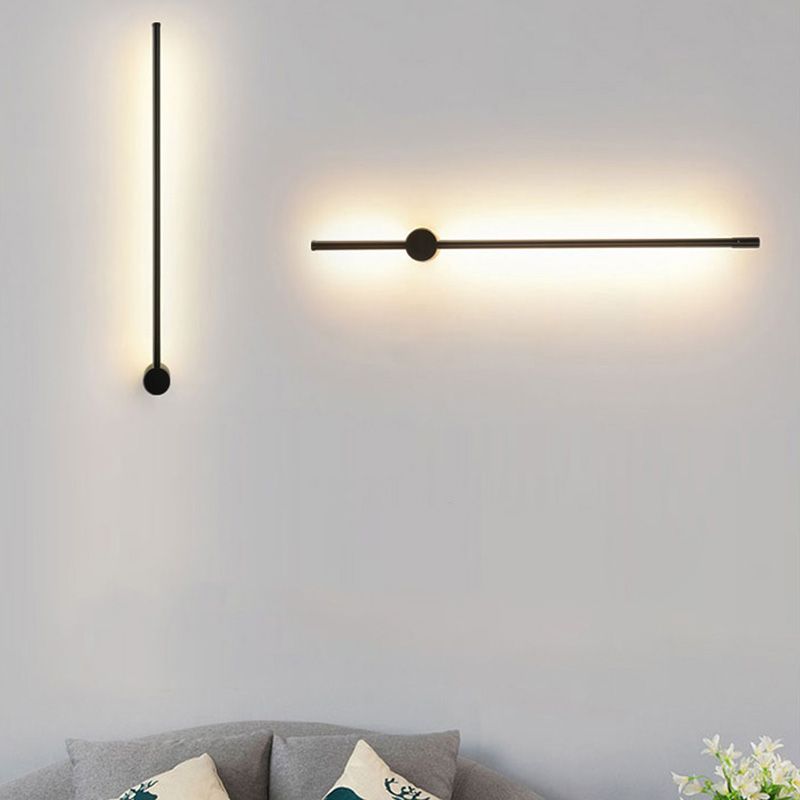 Black Linear Wall Lamp Aluminum Simple Design Simple Style LED Light Wall Sconce