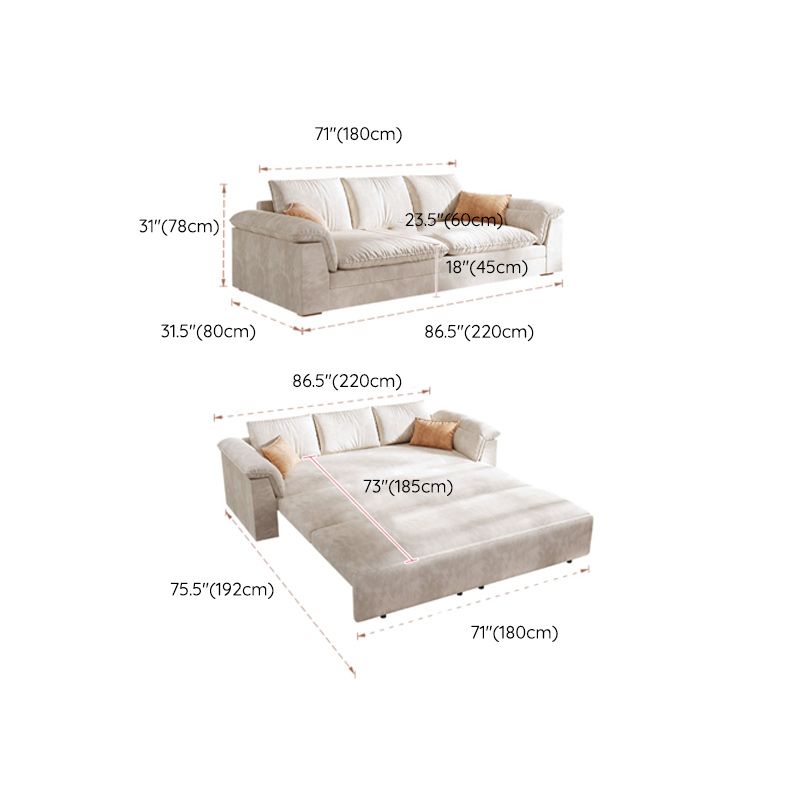 Nordic Upholstered Sofa Bed 30.7" Tall Sleeper Sofa with Storage