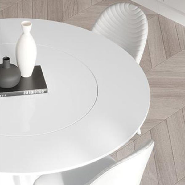 Round Stone Dining Table Modern Pedestal Dining Table in White and Black
