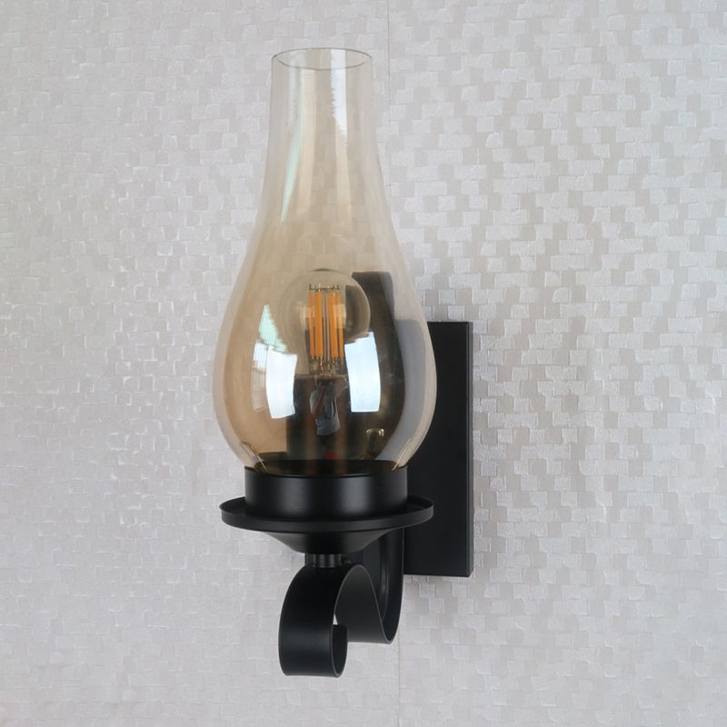 Regular Shape Wall Light Modern Style Glass 1 Light Wall Lamp in Bronze and Copper