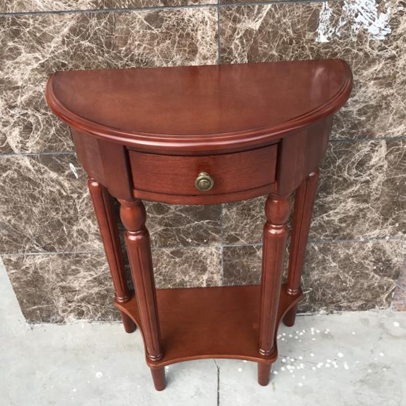 Storage Half Moon Console Table Wood Mid-Century Modern End Table