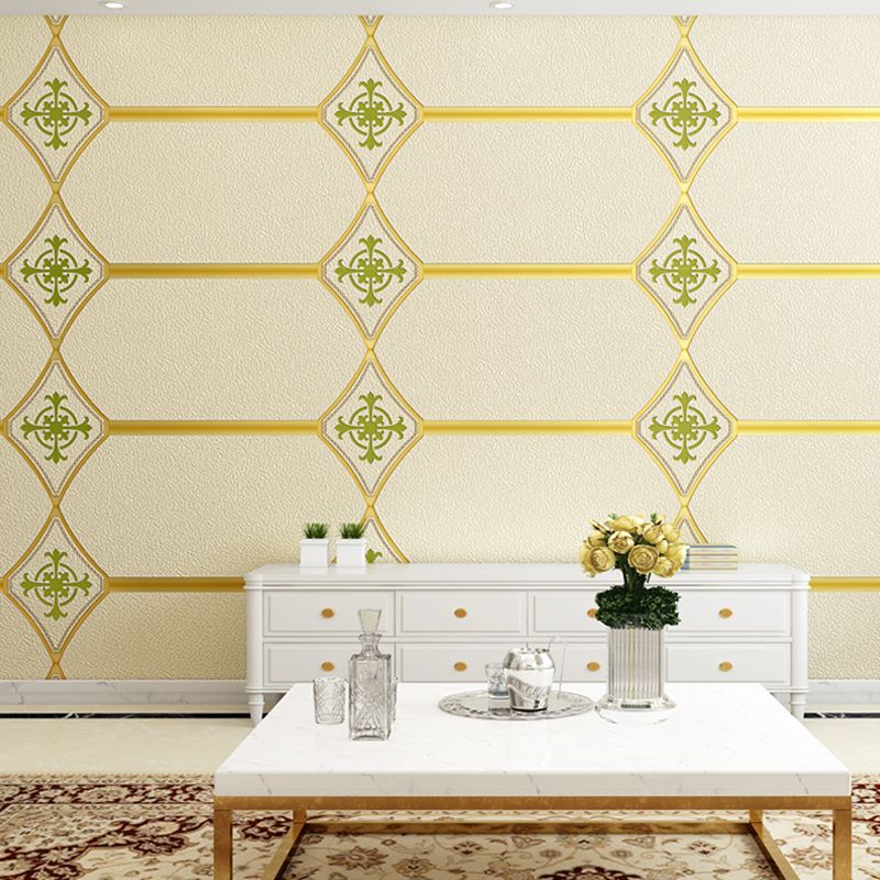 Texture Flock Wall Covering Modern Moisture Resistant Geometric Patterned Wallpaper Roll