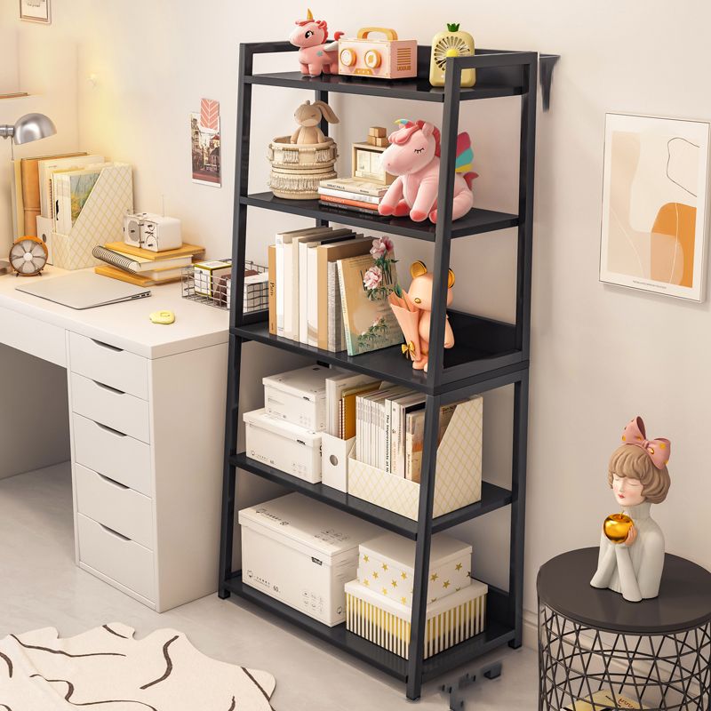 11.81" Wide Ladder Bookshelf Contemporary Metal and Wood Bookcase