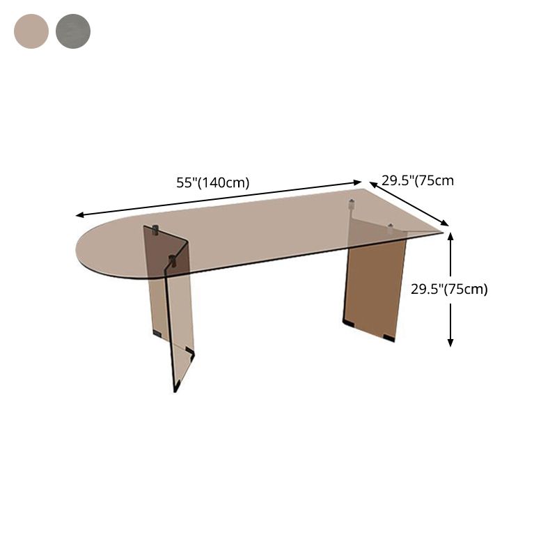 Free Form Tempered Glass Table for Restaurant Modern Table with Double Pedestal