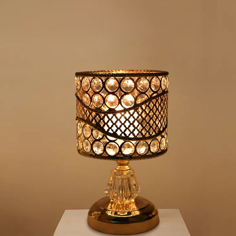 Cilinder/ronde/vierkante nachtlampje modernisme kristal ingelegde enkele lamp goud nachtkastje lamp