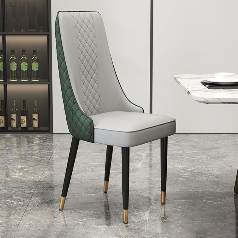 Glam Style Side Chair Leather Parsons Indoor Dining Chair for Living Room