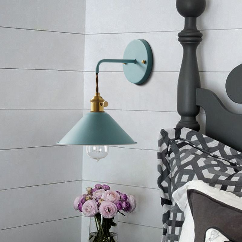 Cone Shaded Wall Light Industrial Polish Finish Lighting for Living Room