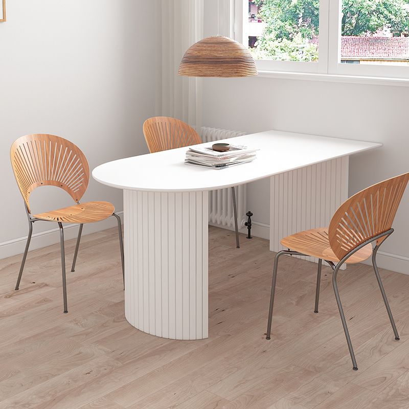 Modern Free Form Dining Table Sintered Stone and Solid Wood Top Table