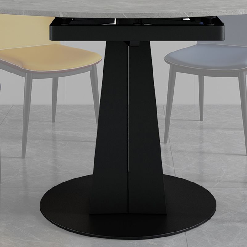 Moderner runder Esstisch Sinterstein Tisch mit schwarzer Sockelbasis, 47,2 "L x 32,7" W x 30 "H