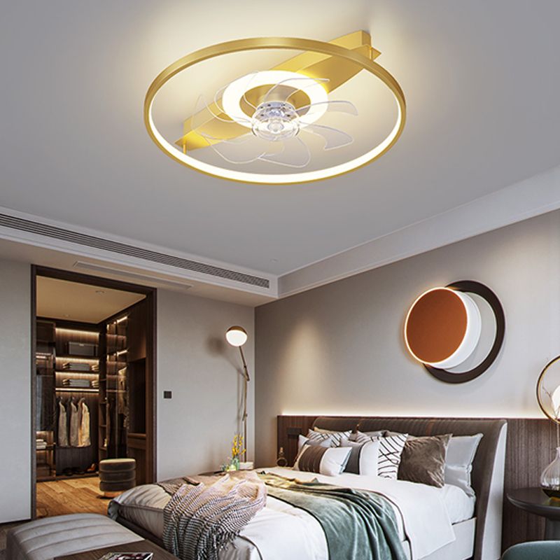 Contemporary Circle Ceiling Fan Light Metal LED Ceiling Fan for Living Room