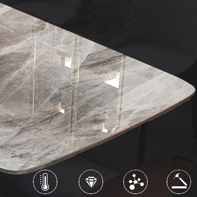 Glam Dinner Table Rectangle Stone Dining Room Table for Home