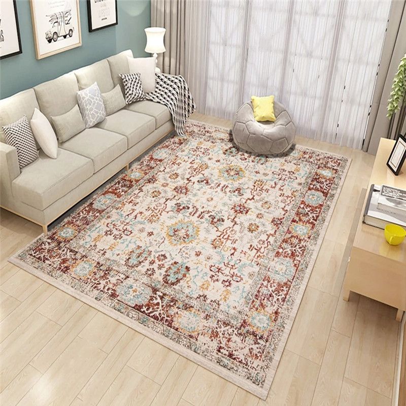 Western Living Room Rug Multicolored Geo Printed Area Carpet Synthetics Non-Slip Backing Pet Friendly Rug