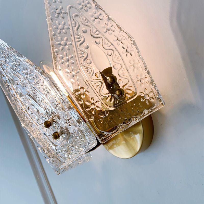 Glass Crown Shaped Wall Sconce Lights Modern Style 1 Light Wall Mounted Lamps