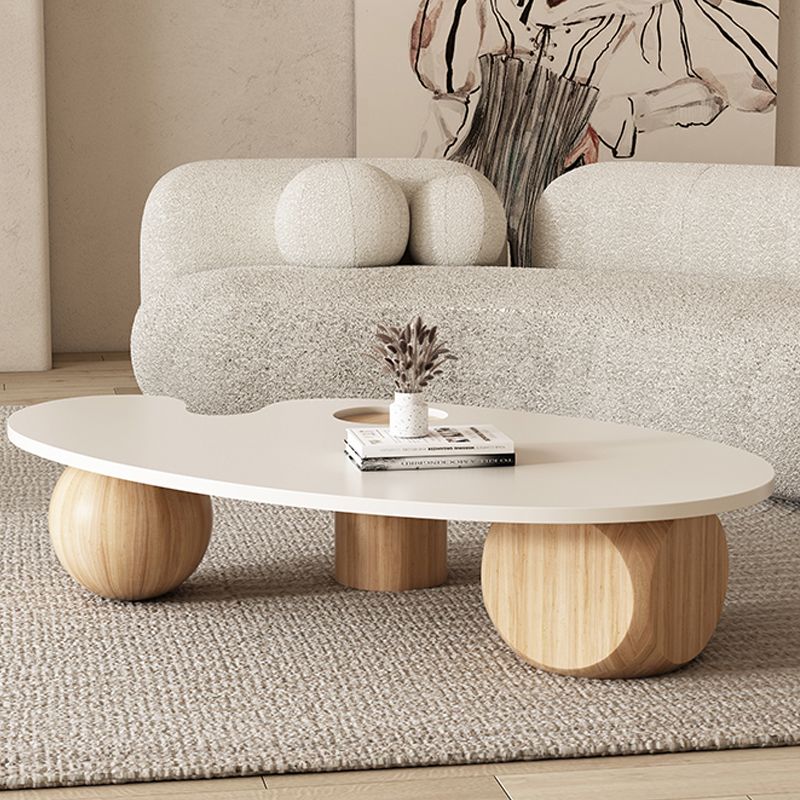 11"H Contemporary Coffee Table Solid Wood White Coffee Cocktail Table