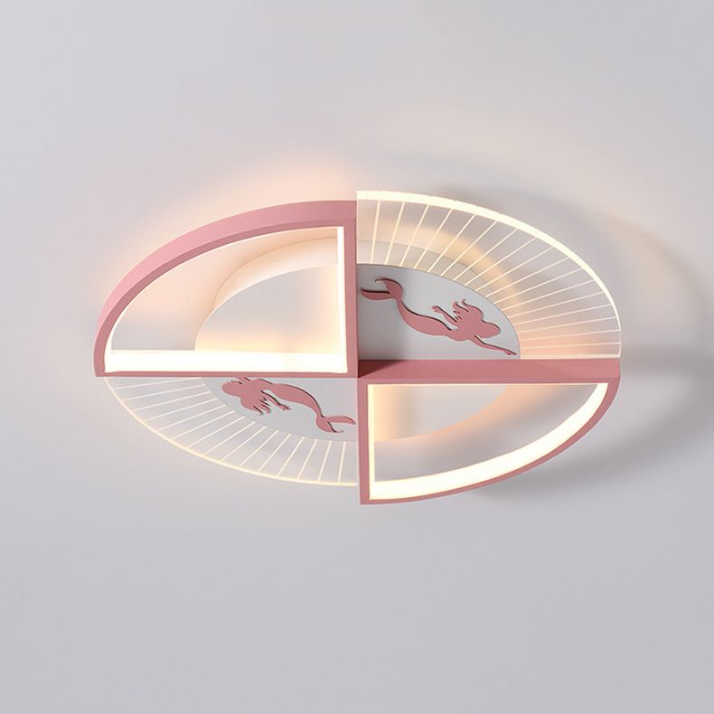 4 Lights Round Flush Mount Light Modern Style Metal Flush Mount Lamp