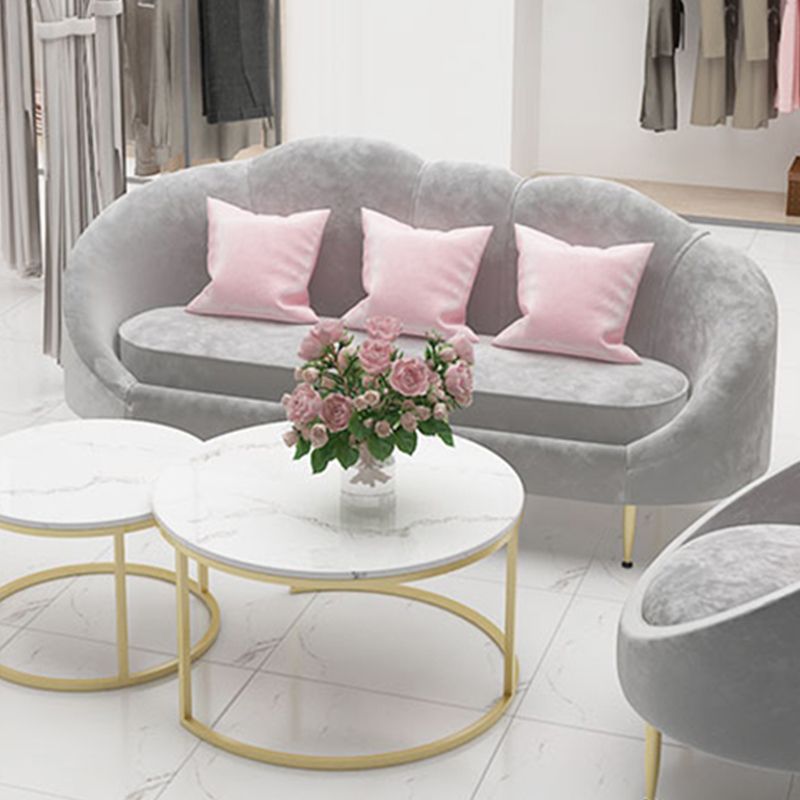 Velvet Curved Sofa Contemporary Sloped Arm Sofa for Living Room
