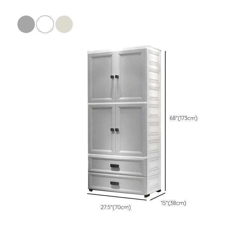 Modern Plastic Storage Cabinet for Bedroom Matte Finish Cabinet with Hinged Door