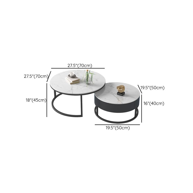 Frame 2 Nesting Coffee Table Set Modern Slate Cocktail Table with Drawer