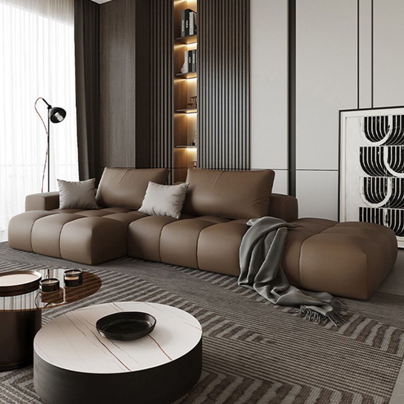 Faux Leather Pillow Back Sectional Brown/Black 106.29" Wide Sectional