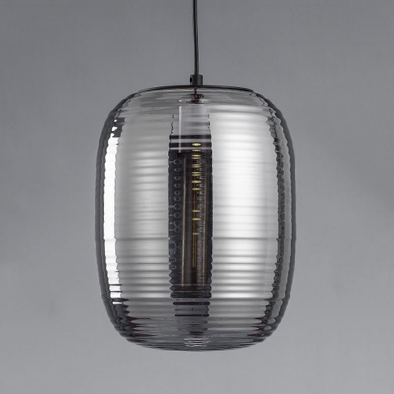 Luz colgante de vidrio de tambor de 11.8 "H