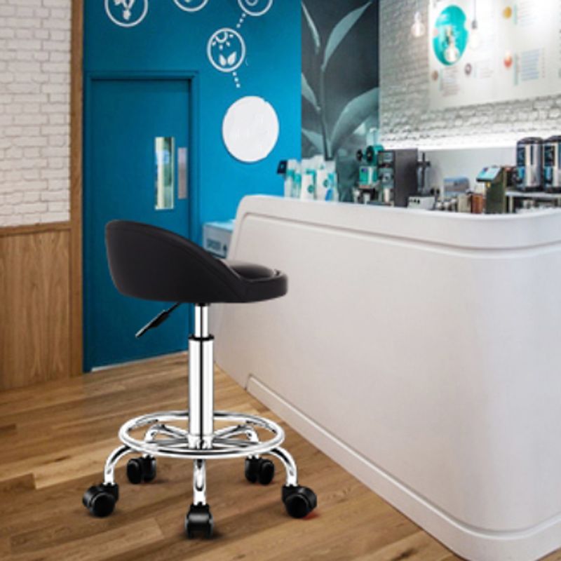 Taburete giratorio moderno y elevable, taburete de bar de acero para barbería con cojín