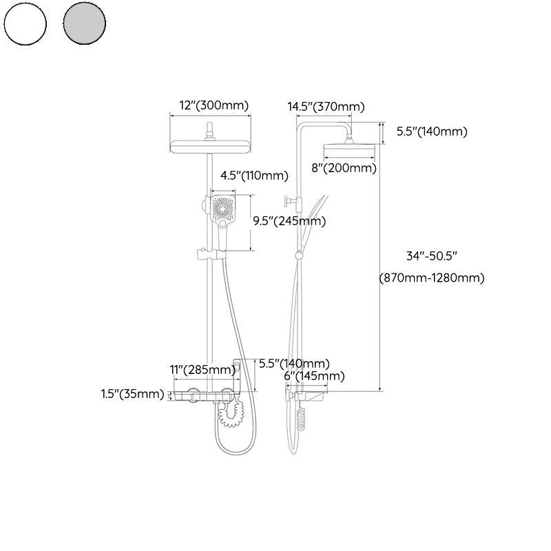 Modern Shower Trim Brass Adjustable Spray Pattern Thermostatic Shower Set