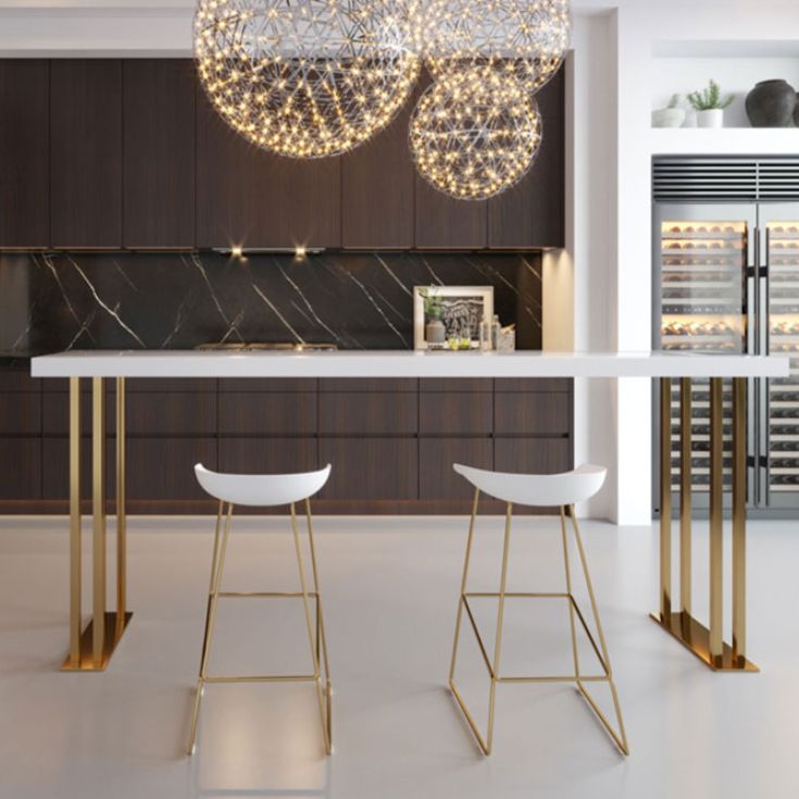 Glam Rectangle Indoor Bar Dining Table White Wood Bistro Table with Sled Pedestal