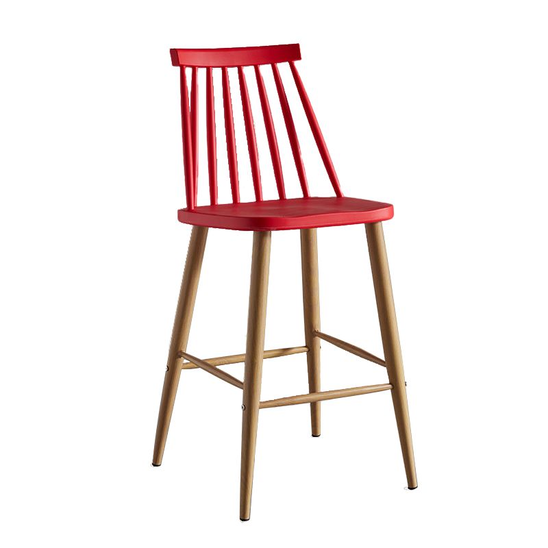 Nordic Plastic Bar-stool Square Seat Counter Bar Stool with Wood Legs