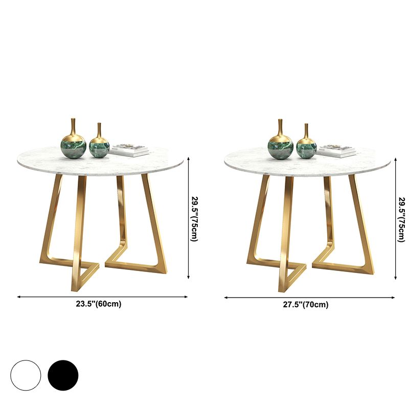Moderner Stil Sintered Stone Esstisch runder Tisch mit doppelter Sockelbasis