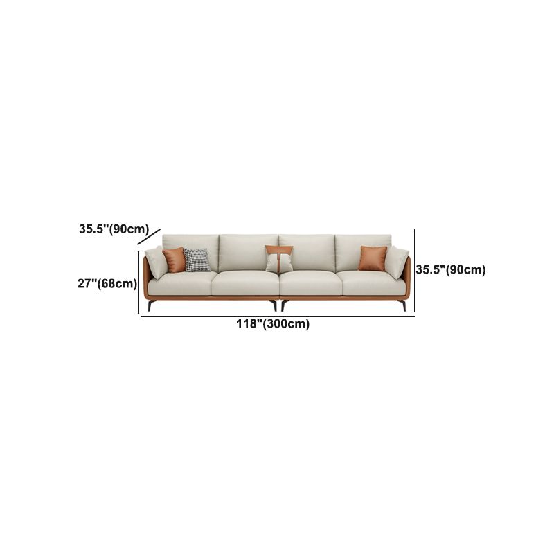 Square Arm Sectional Stain Resistant Sofa Chaise Beige Faux Leather