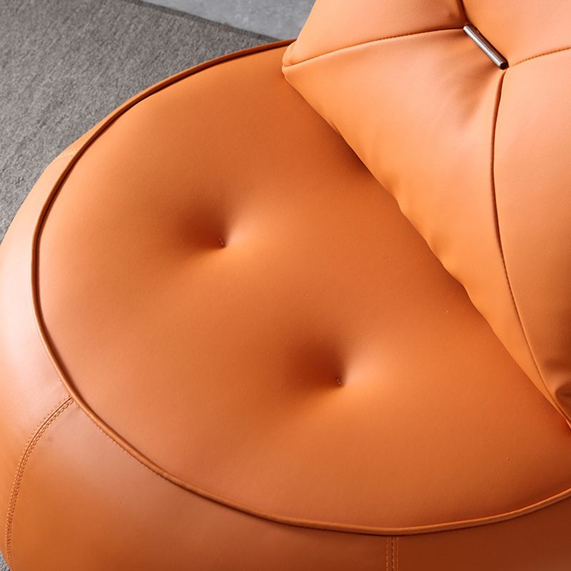 Contemporary 33.5"Wide Genuine Leather Pillow Back Swivel Armless Chair